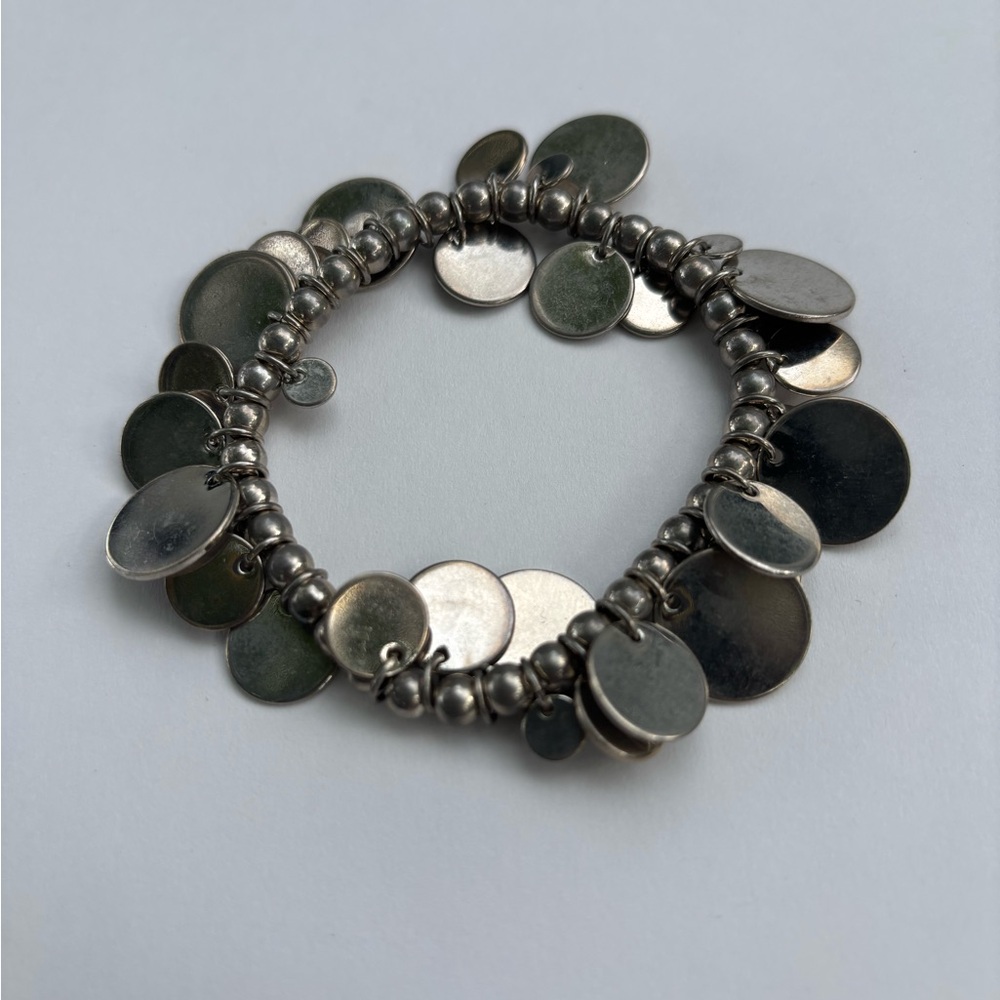 Silver Tone Disc-Charm Bracelet